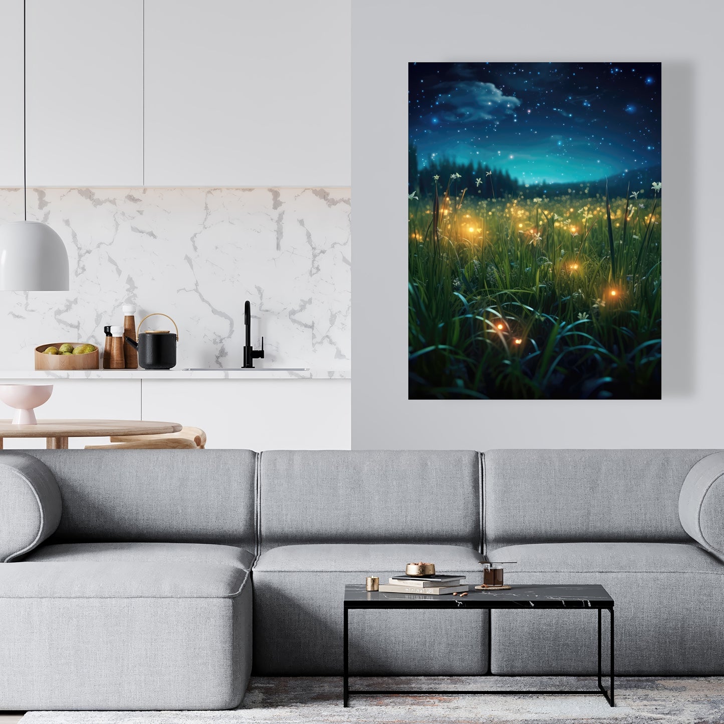 Fireflies at night - 32"x32" Canvas