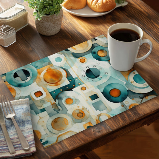 Decomposed Porthole - Gold Polyester Placemat for Home Decor