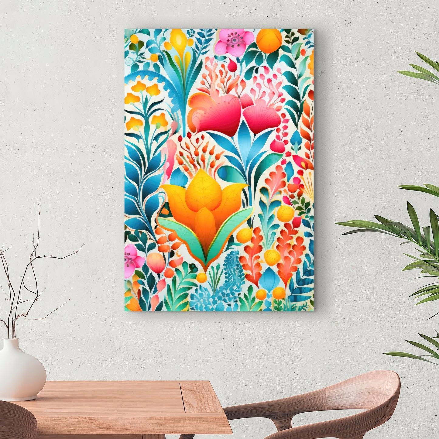 Flowing Flowers - Green Canvas for Elegant Home Decor