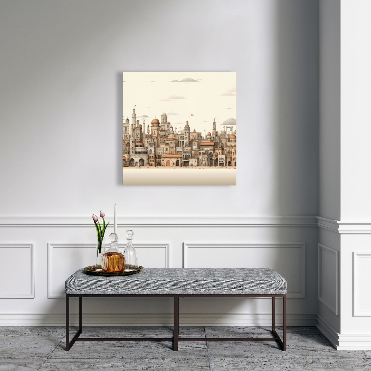 The Old Town - Brown Canvas Art for Home Decor | Stylish Wall Art