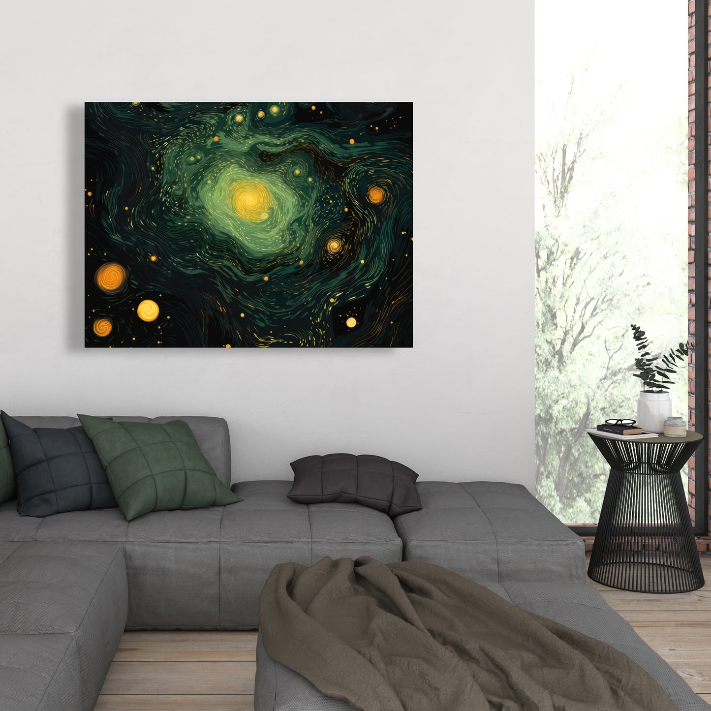 Illuminated in Space - Black Canvas Home Decor Art Print