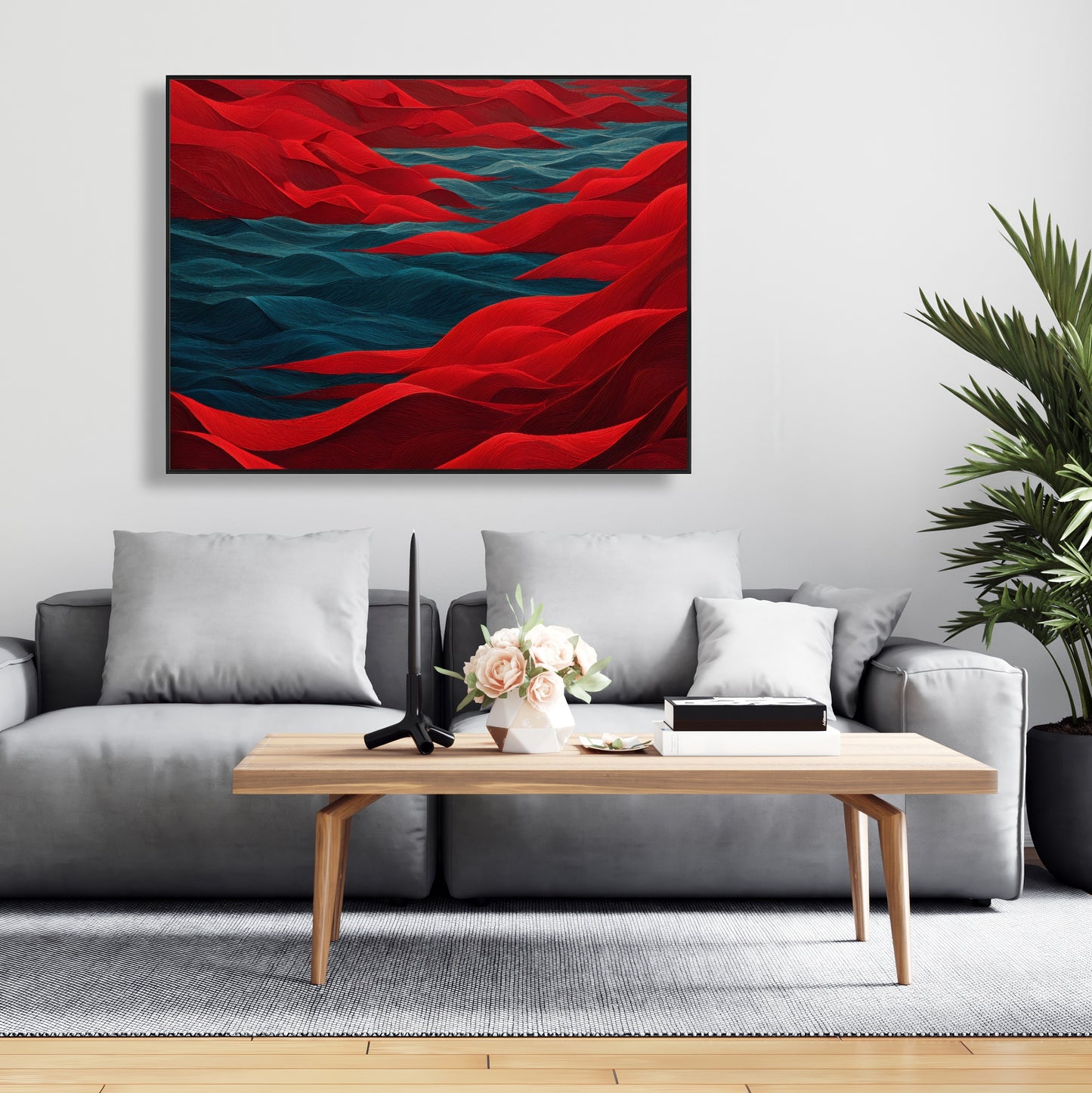 Red Sea - Red Framed Canvas Art for Home Decor