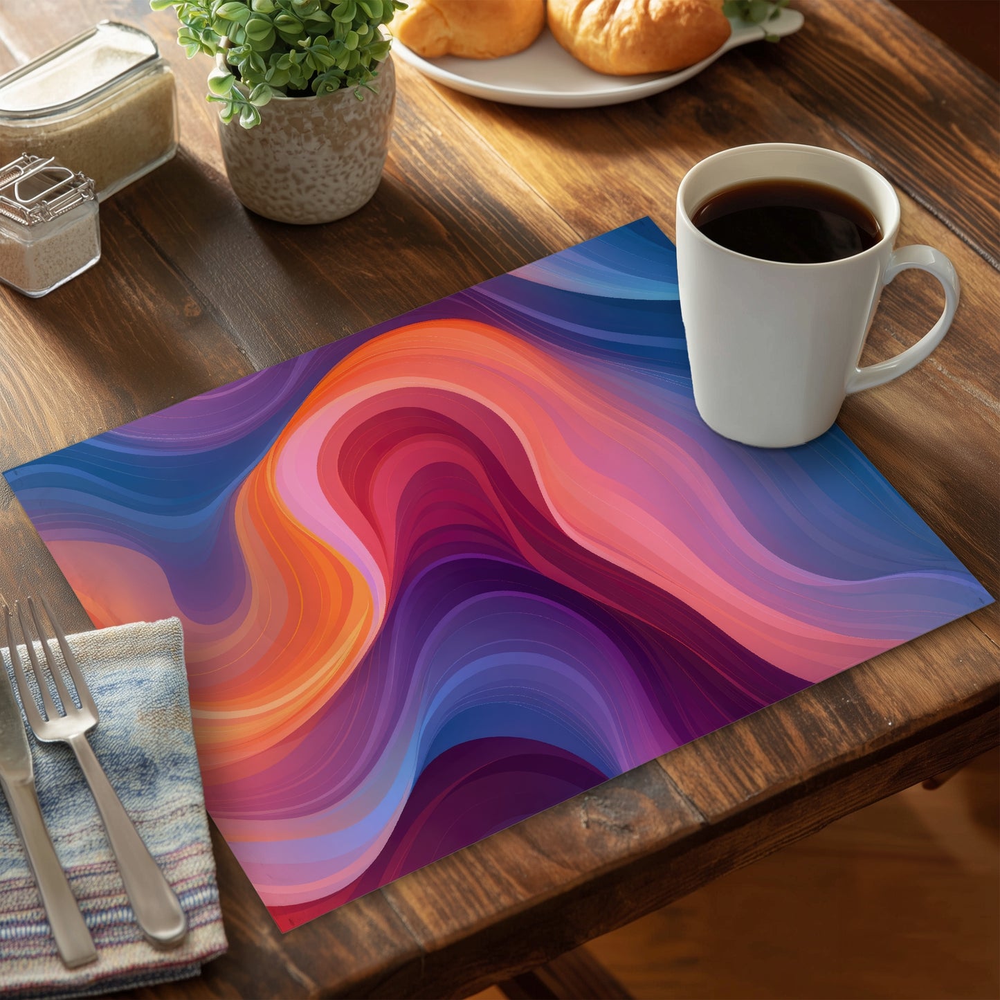 Purple Haze Orange Polyester Placemat - Home Decor Accent