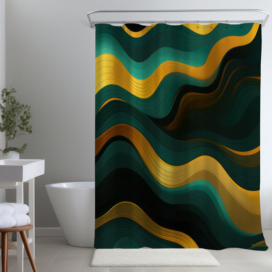 Golden Harmony Orange Shower Curtain | Home Decor Accent