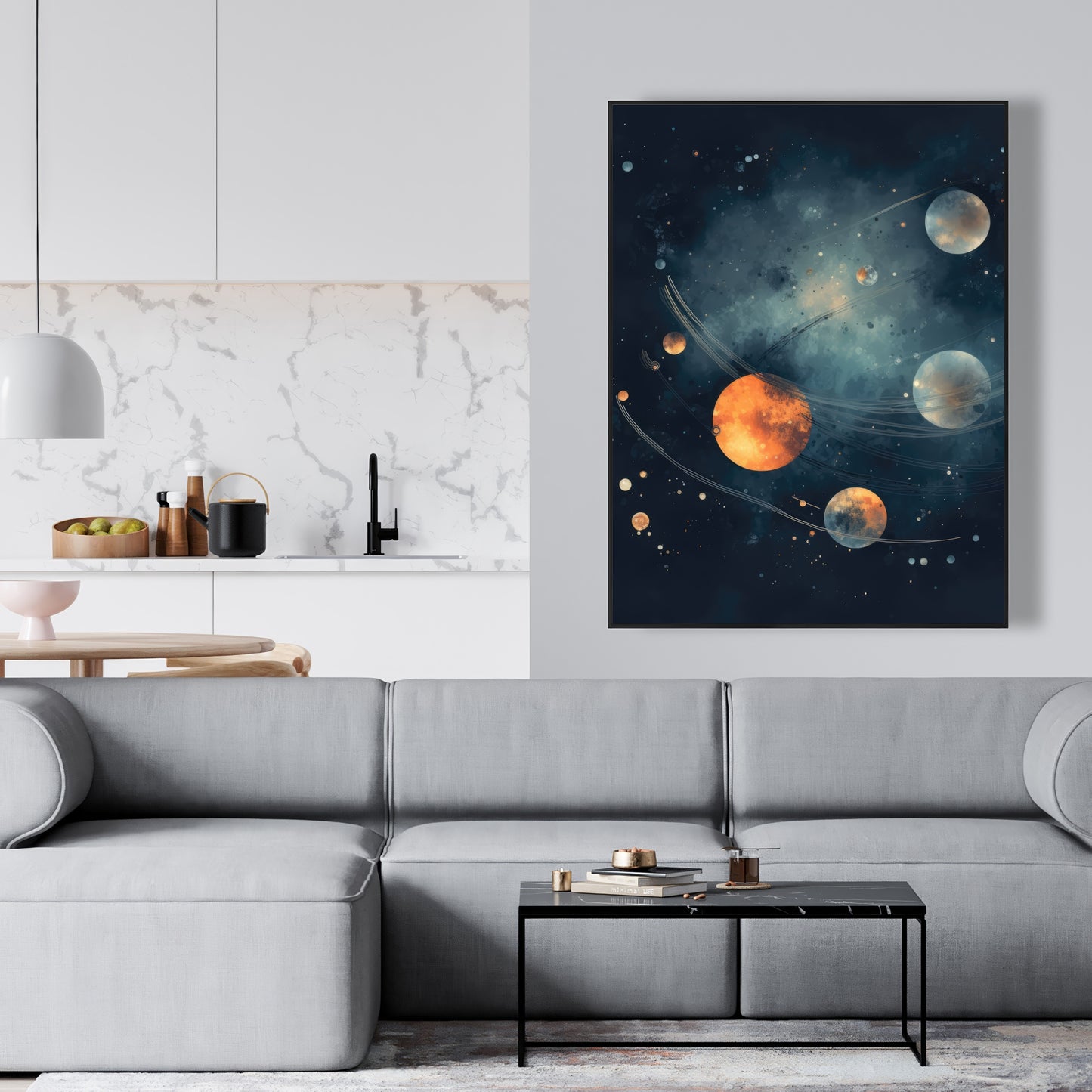 Deep Exploration - Gray Framed Canvas for Home Decor