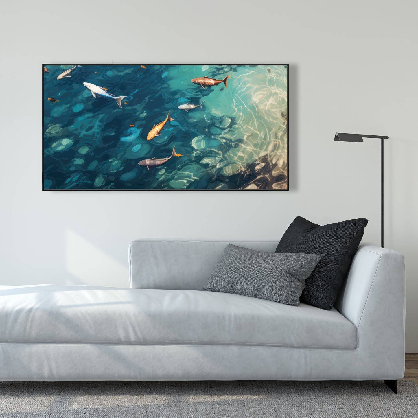 Swim ahead - 36"x36" Framed canvas