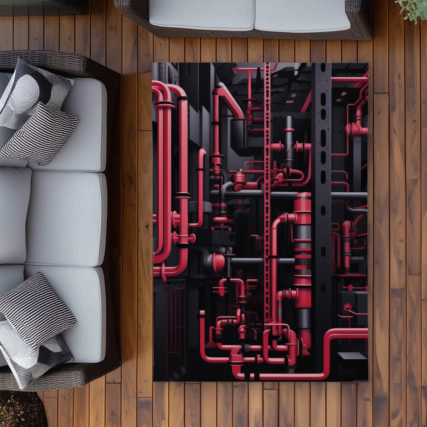 Machinery Black Outdoor Area Rug | Stylish Home Decor