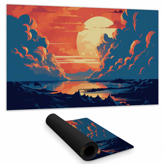 Orange and Blue Gaming Mat - Stylish Home Decor Play Surface