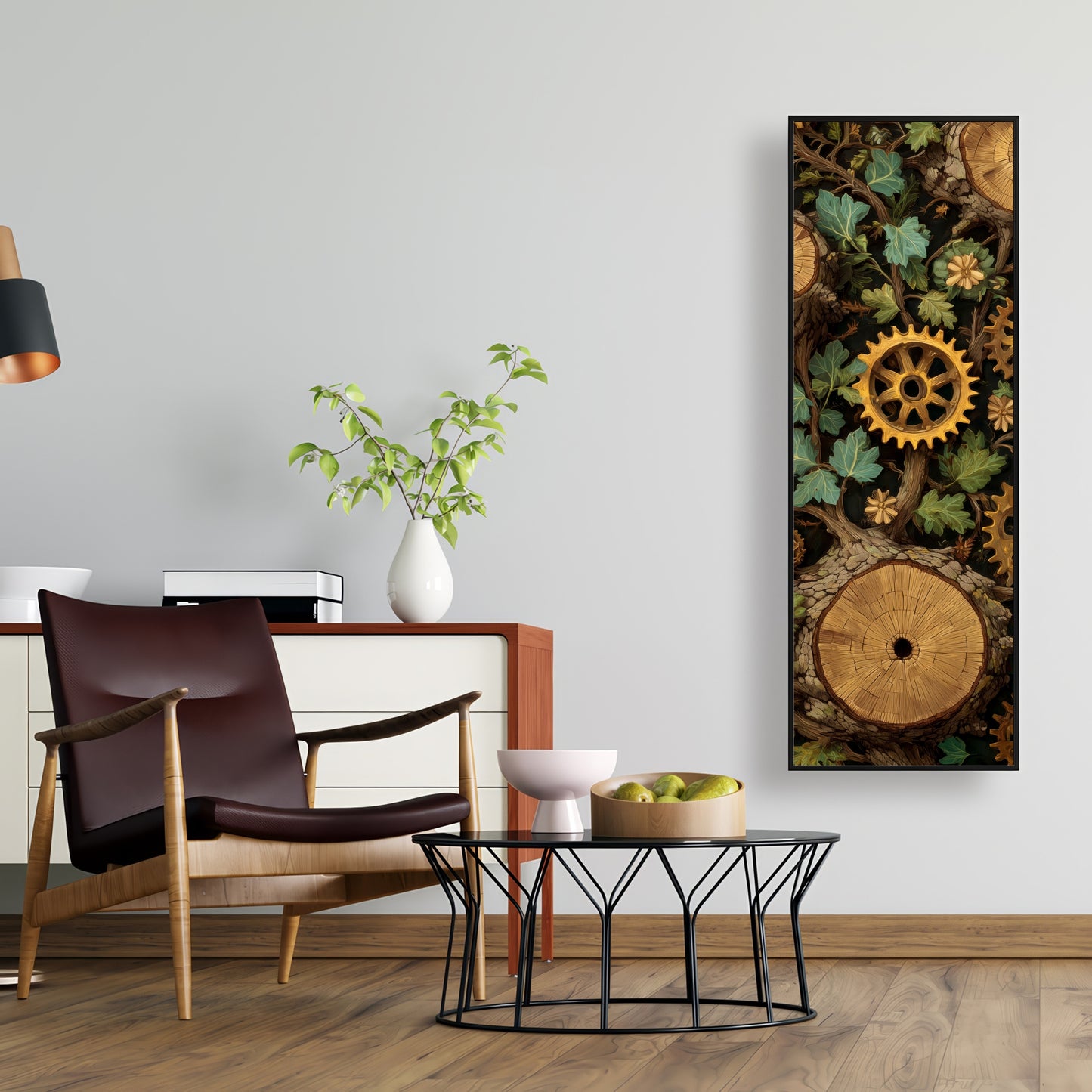 Hiding Gears - Brown Framed Canvas Art for Home Decor