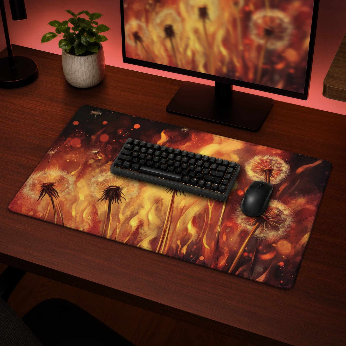 Dandy Fire Desk Mat - Stylish Home Decor for Your Workspace