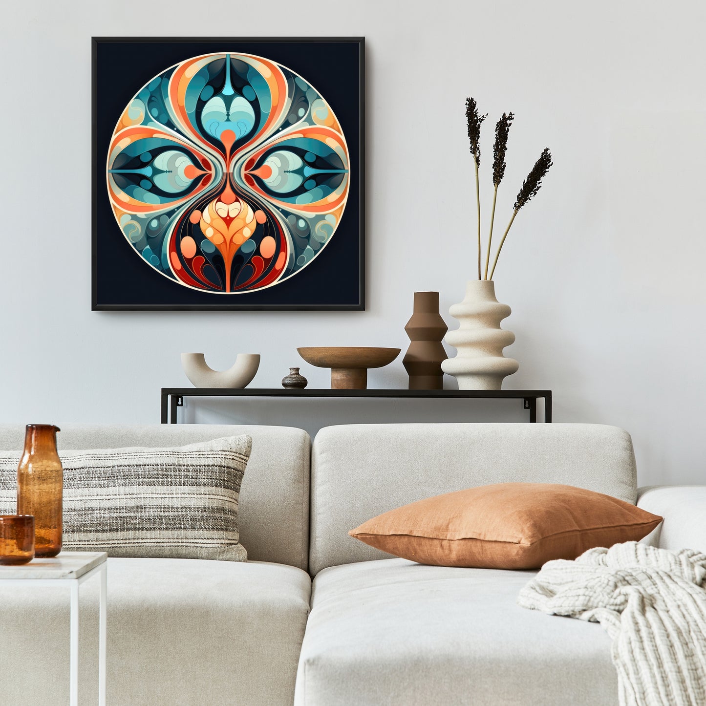 Hues and curves - 36"x36" Framed canvas