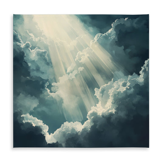 Beam of Light Blue Indoor Outdoor Tablecloth for Home Decor