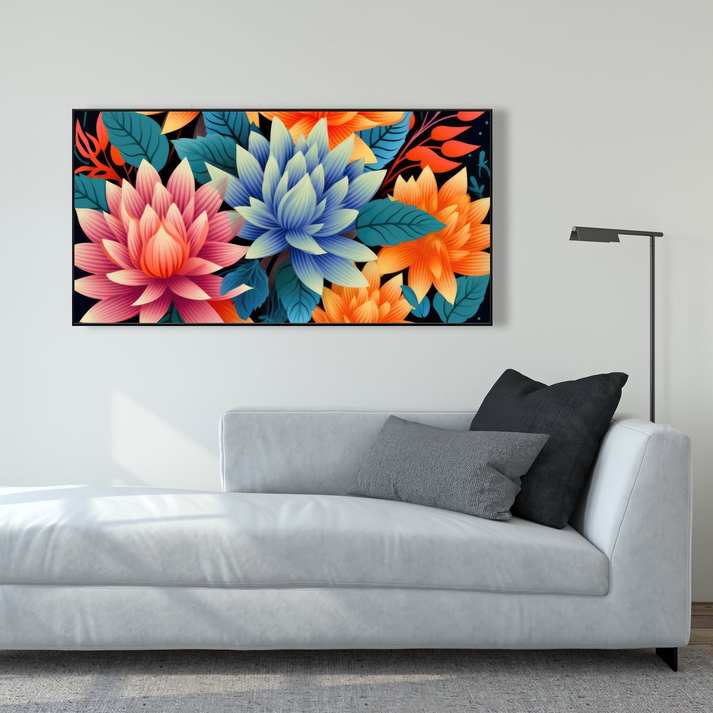Color Bouquet - Pink Framed Canvas for Home Decor