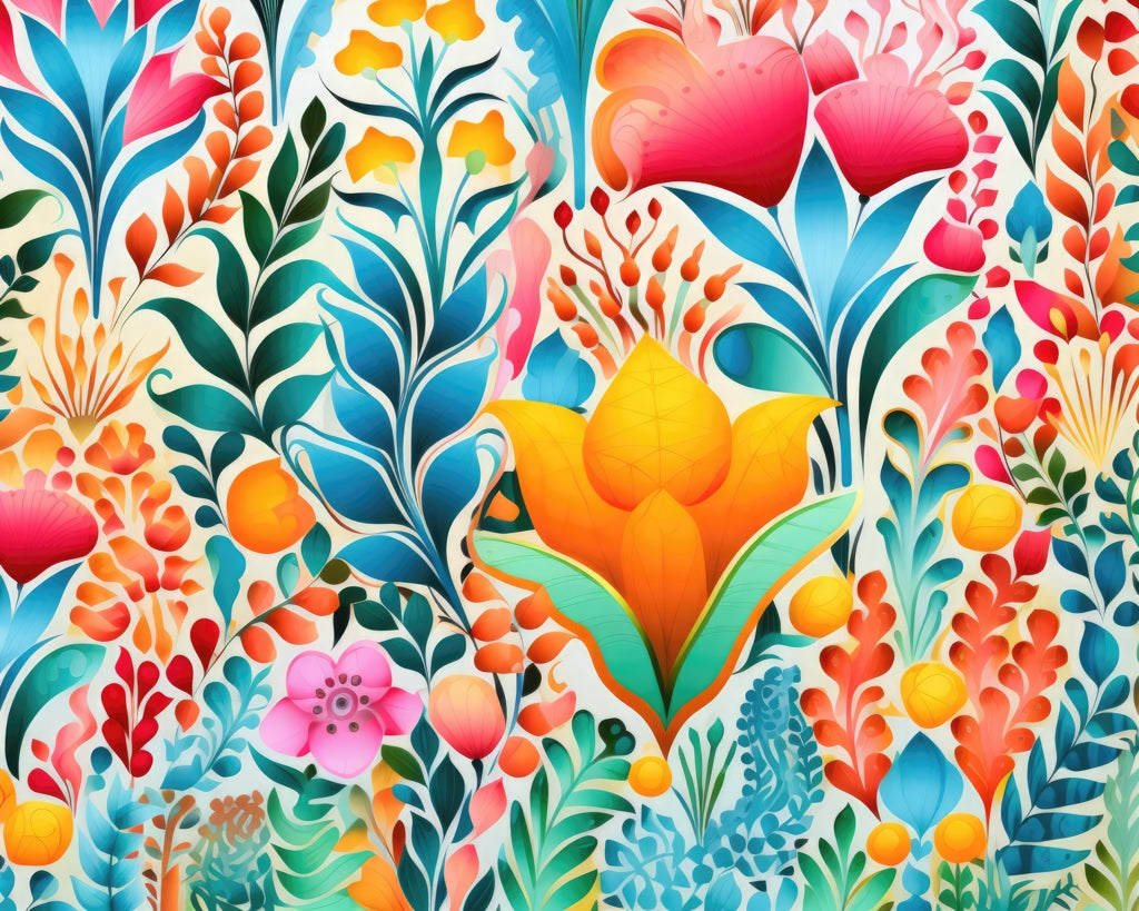 Flowing Flowers - Orange Braided Polyester Placemat for Home Decor