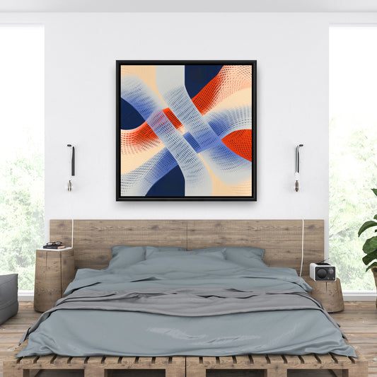 Abstract Threading Red Framed Canvas | Home Decor Art