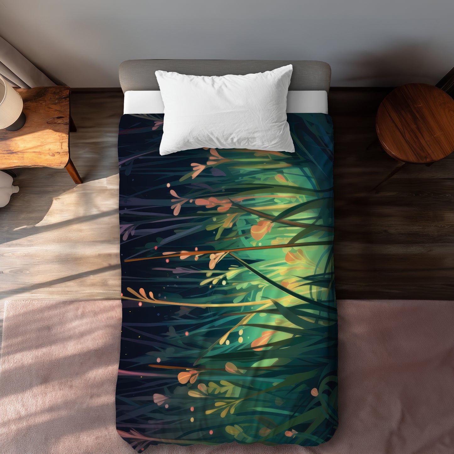 Between Twigs Green Duvet Cover - Eco-Friendly Home Decor