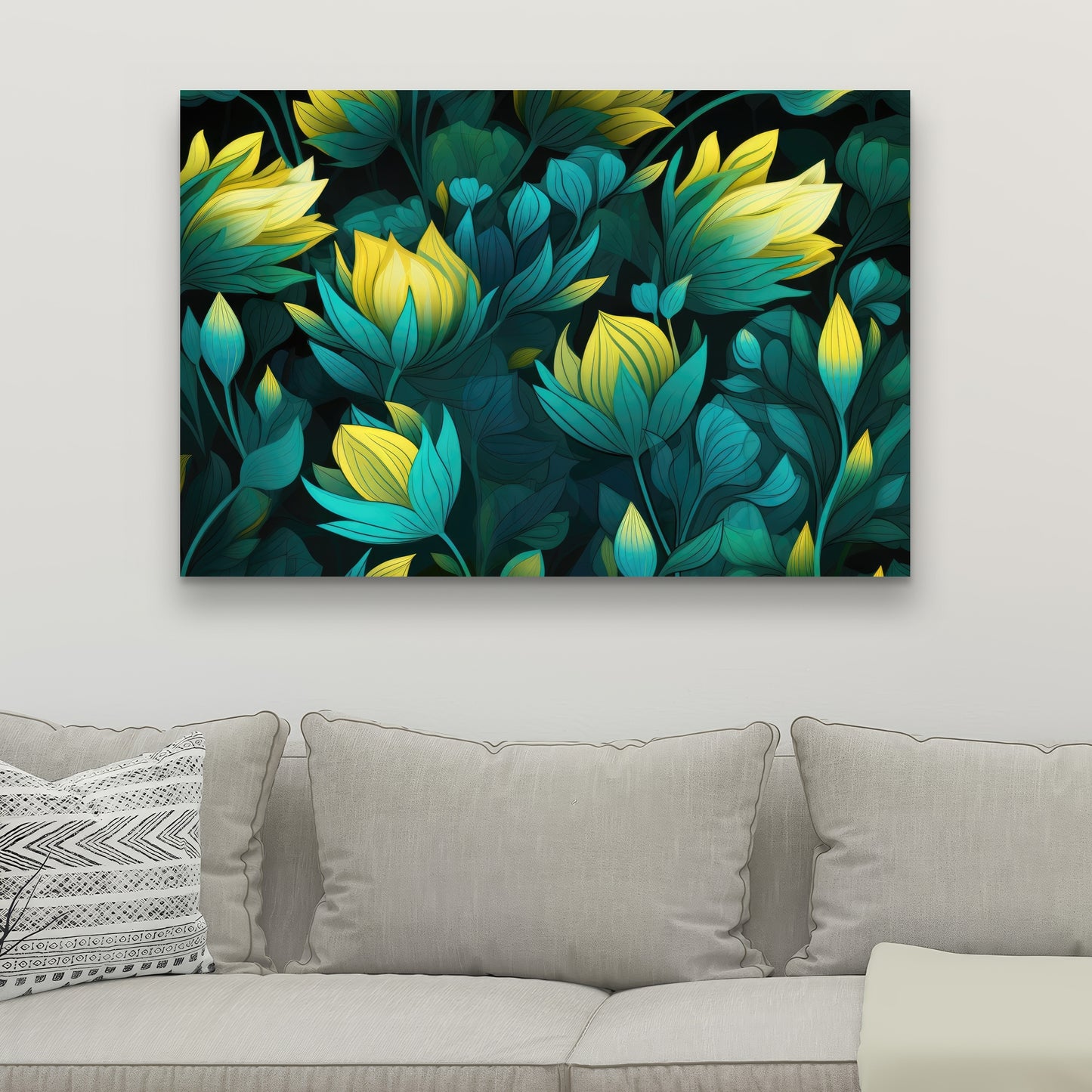Intense Bloom - Green Canvas Art for Home Decor | Vibrant Style
