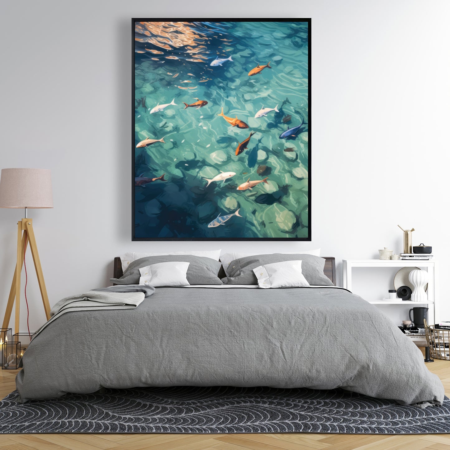 Caustic fish - 36"x36" Framed canvas