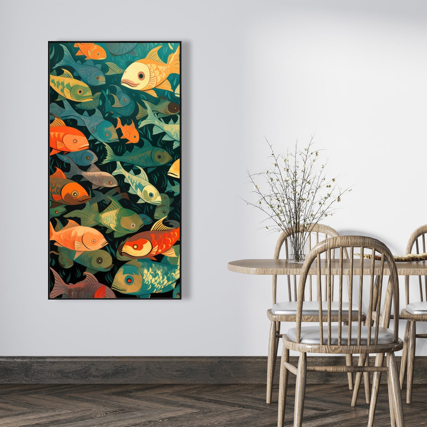 Simple fishes - 36"x36" Framed canvas