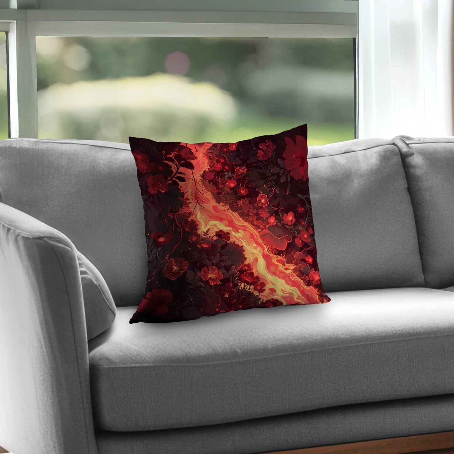 Seering Flowerbed Black Poly Twill Throw Pillow Insert | Home Decor