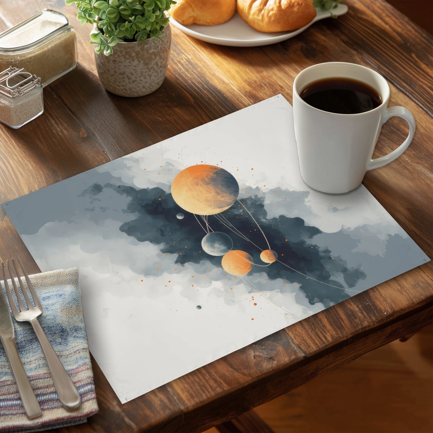 Circle of Planets Gray Polyester Placemat | Home Decor