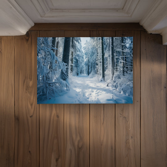 Cold Forest Blue Indoor Outdoor Door Mat - Home Decor Accent