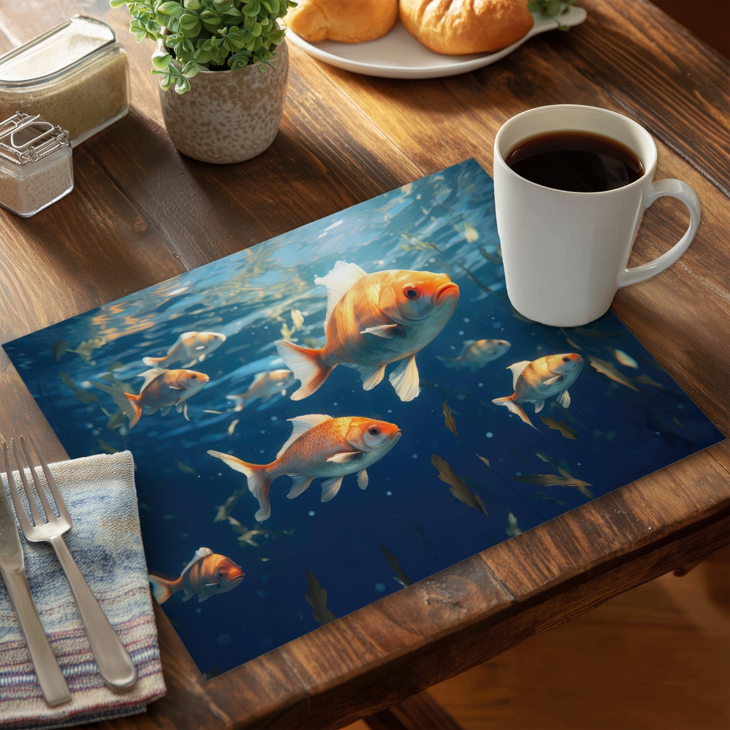 Free flow Turquoise Polyester Placemat | Stylish Home Decor