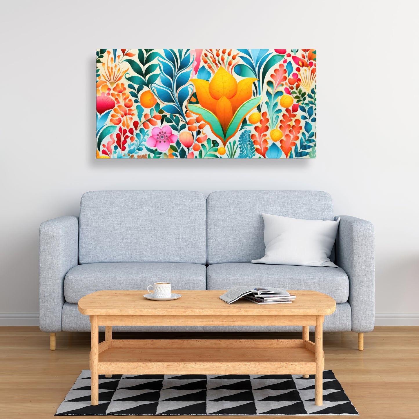 Flowing Flowers - Green Canvas for Elegant Home Decor