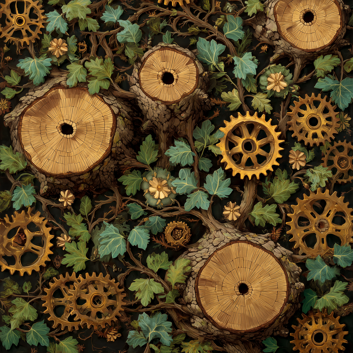 Hiding gears - 24"x24" Canvas