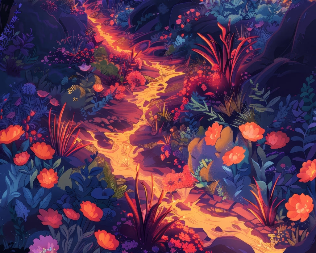 Burning flowers - 14"x18" Braided Polyester Placemat