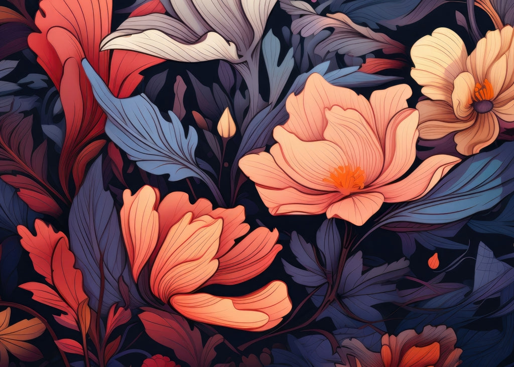 Blooming Uninterrupted Orange Indoor Outdoor Door Mat | Home Decor