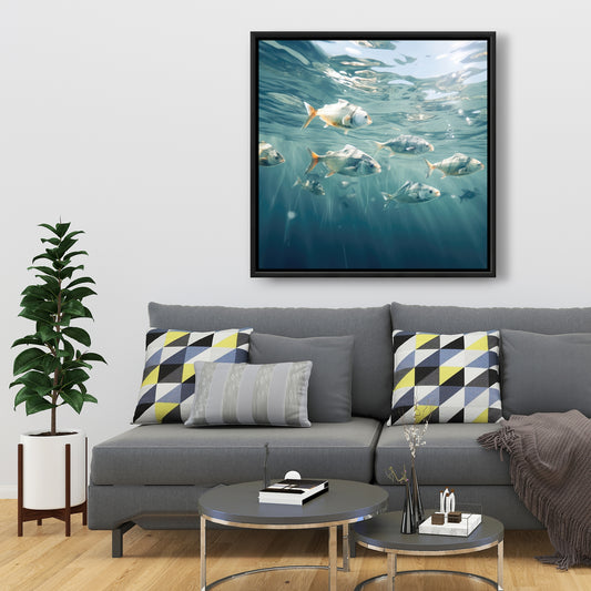 Swimming peacefully - 36"x36" Framed canvas