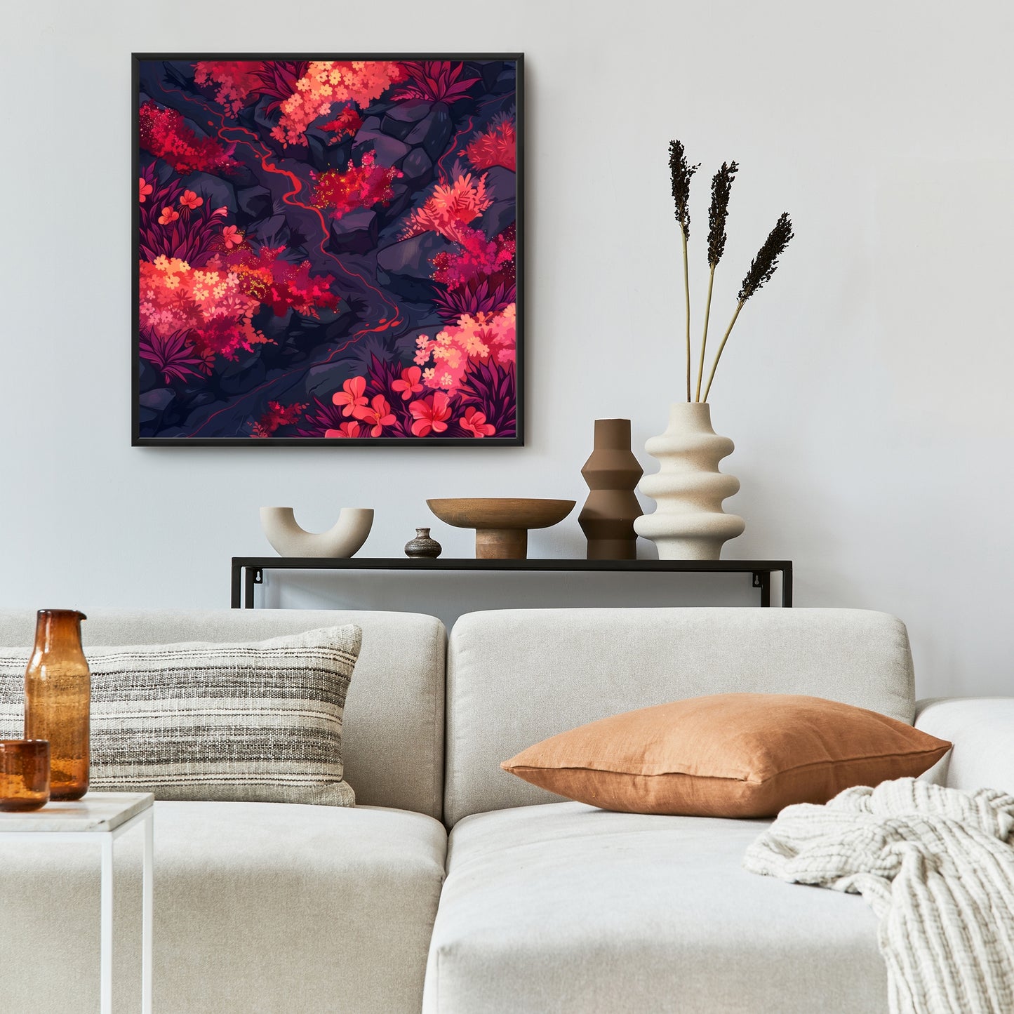 Burning plants - 36"x36" Framed canvas
