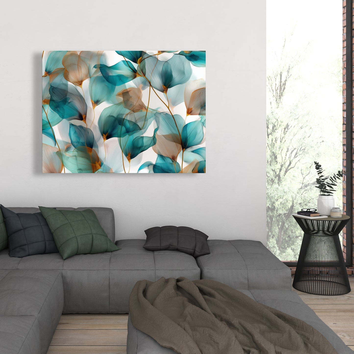Teal and brown - 32"x32" Canvas