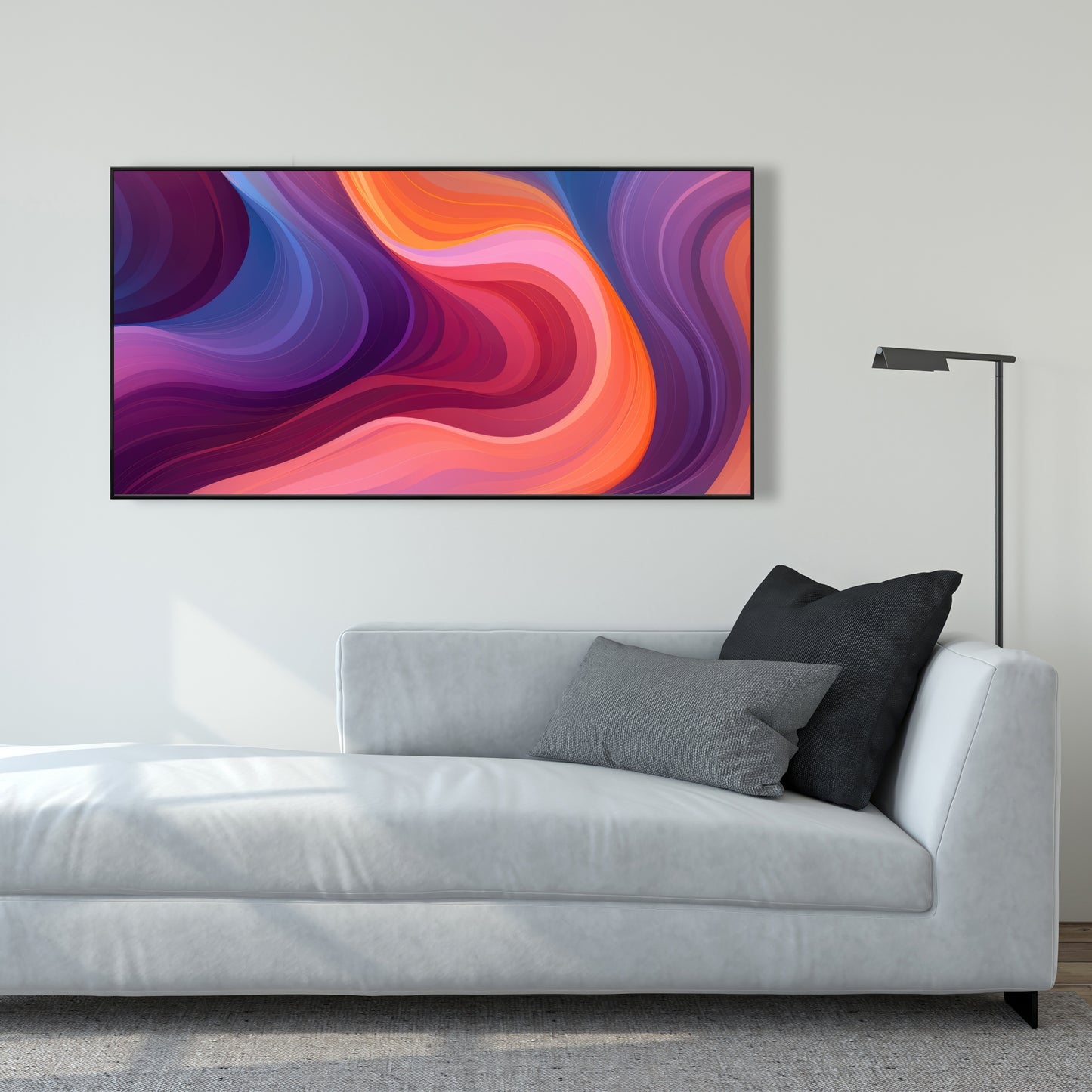 Purple Haze - Blue Framed Canvas Art for Home Decor
