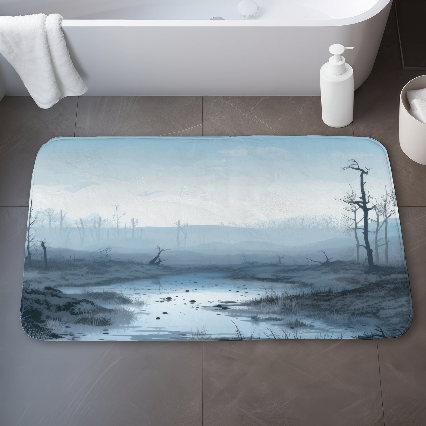 Swampy Lands Blue Bath Mat | Stylish Home Decor Accessory