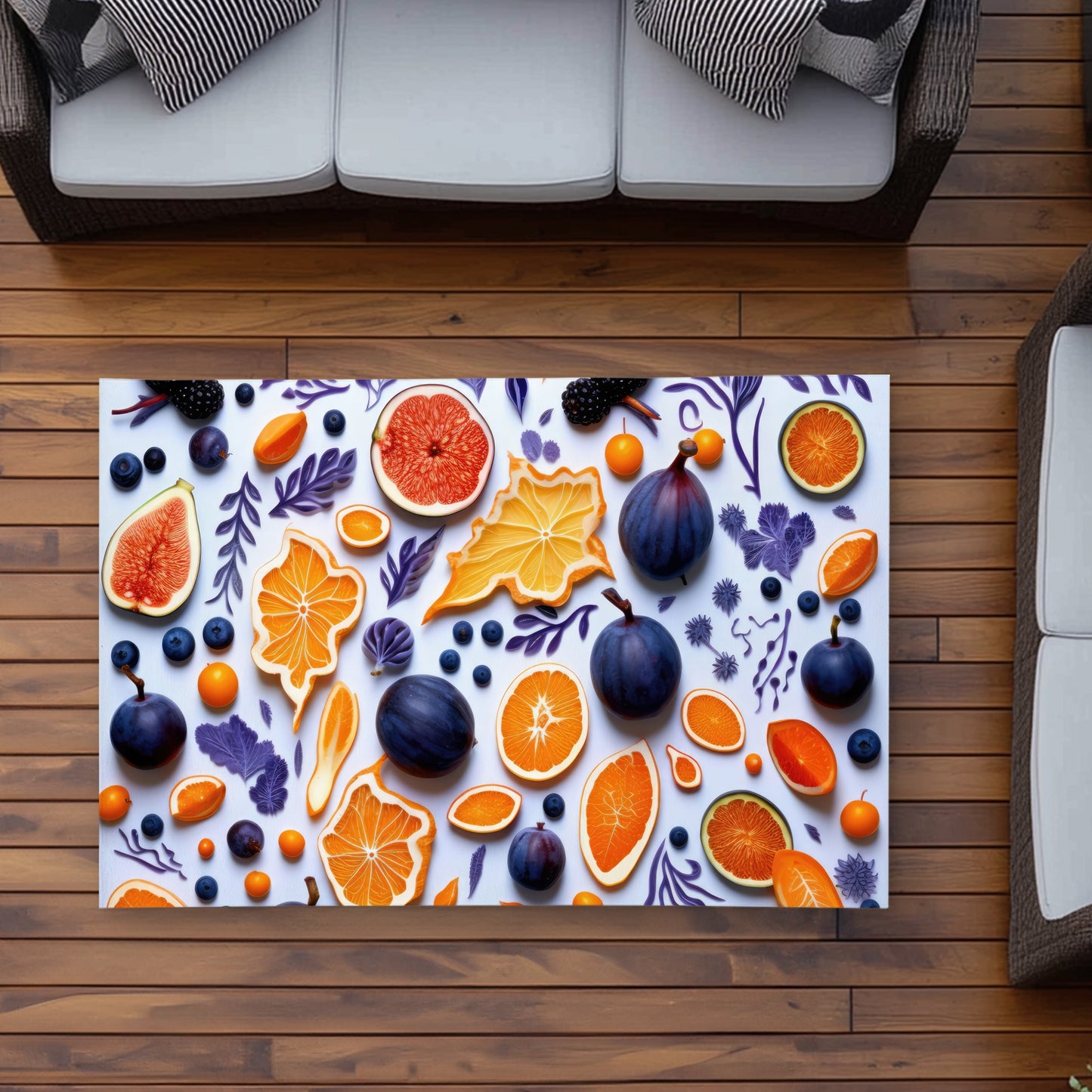 Fruity Skins Blue Outdoor Area Rug for Home Decor | Stylish Rugs