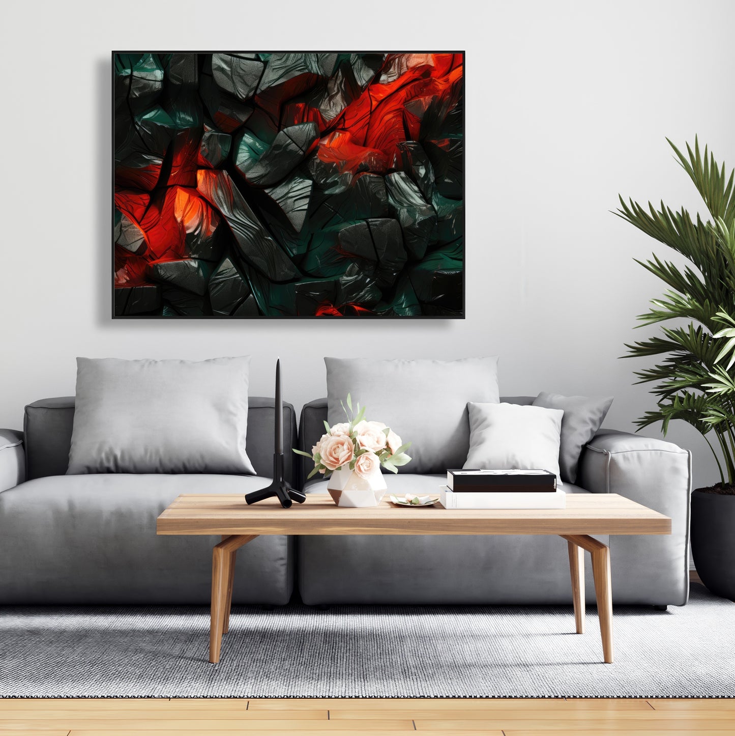 Hiding Under - Red Framed Canvas for Home Decor | Stylish Art