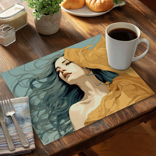 Sensual Flow - Turquoise Polyester Placemat for Home Decor