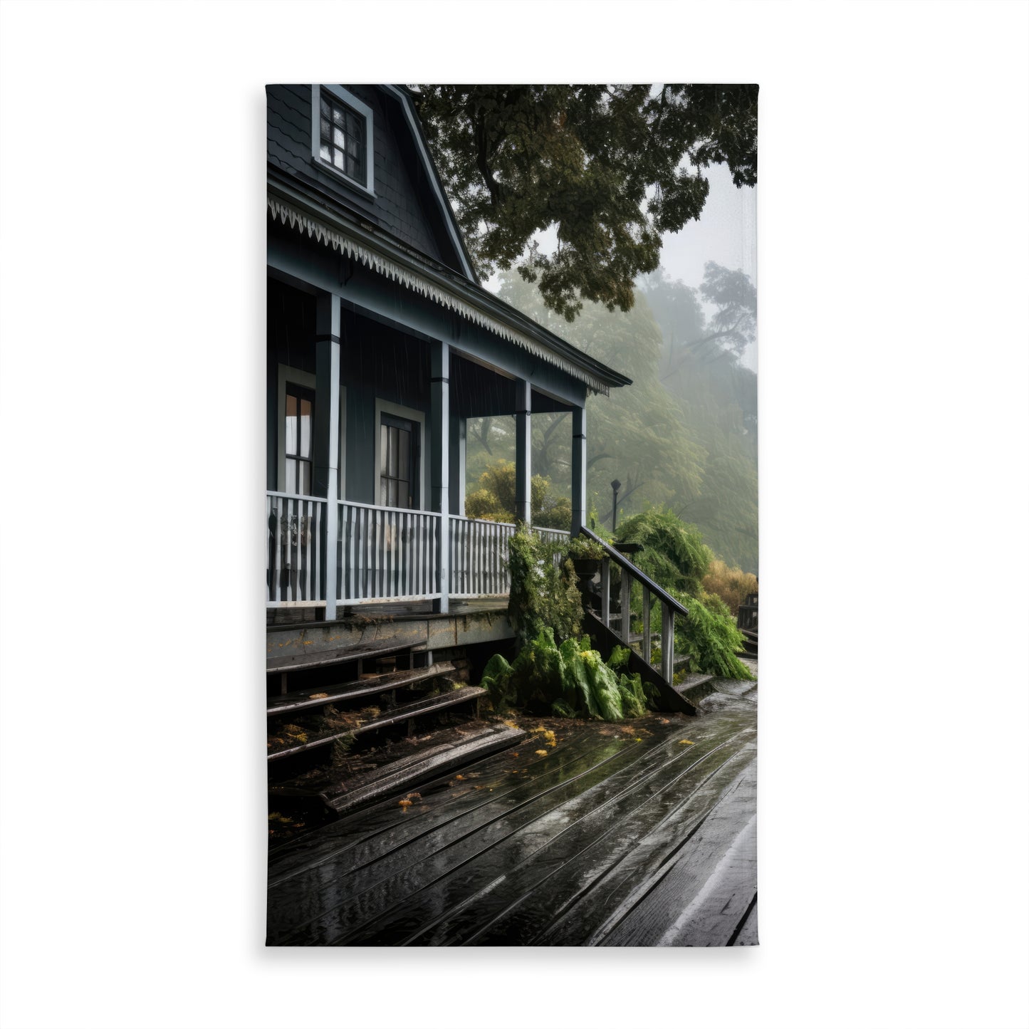 Rainy Porch Brown Indoor Outdoor Tablecloth for Home Decor