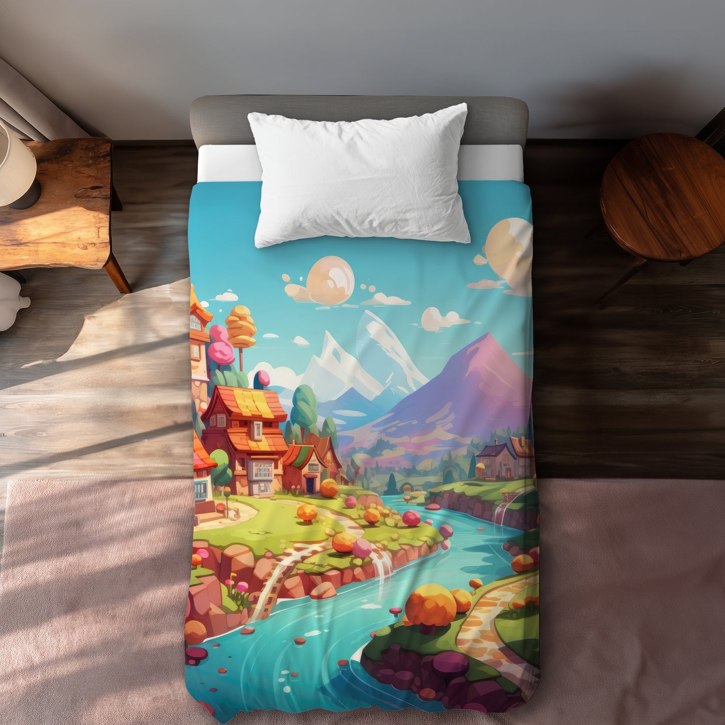 Sweet town Orange Duvet Cover - Stylish Home Decor Accent