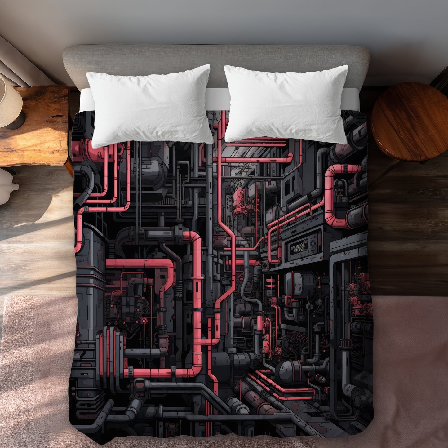 Tubular Nightmare - Housse de couette rouge pour la décoration intérieure | Style cosy