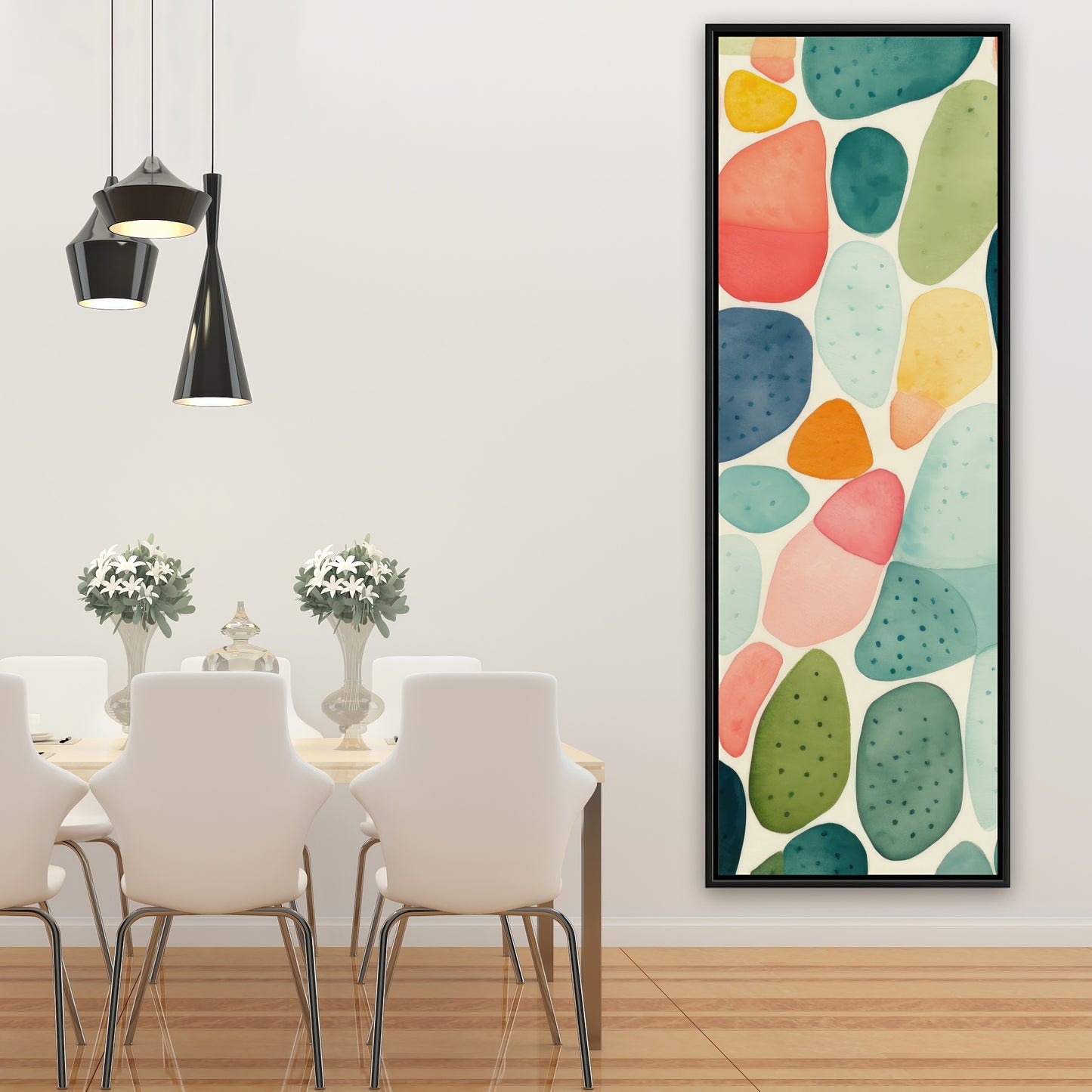 Seedy Shapes - Turquoise Framed Canvas for Home Decor