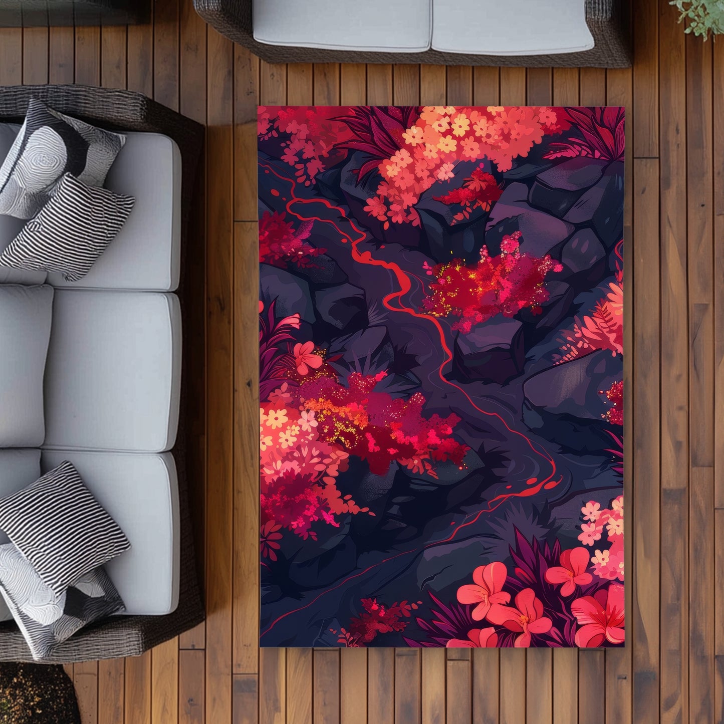 Burning Plants Purple Outdoor Area Rug | Home Decor Essentials