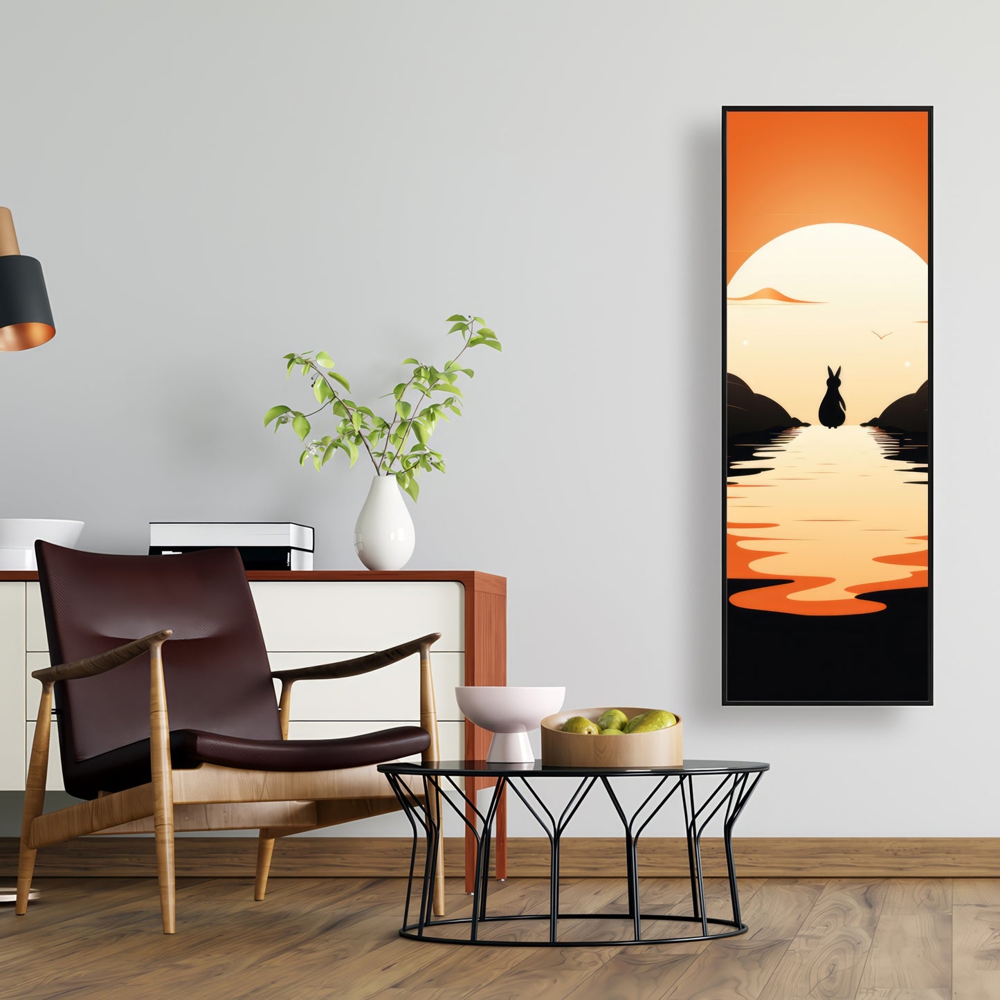 Running away - Orange Framed Canvas for Home Decor