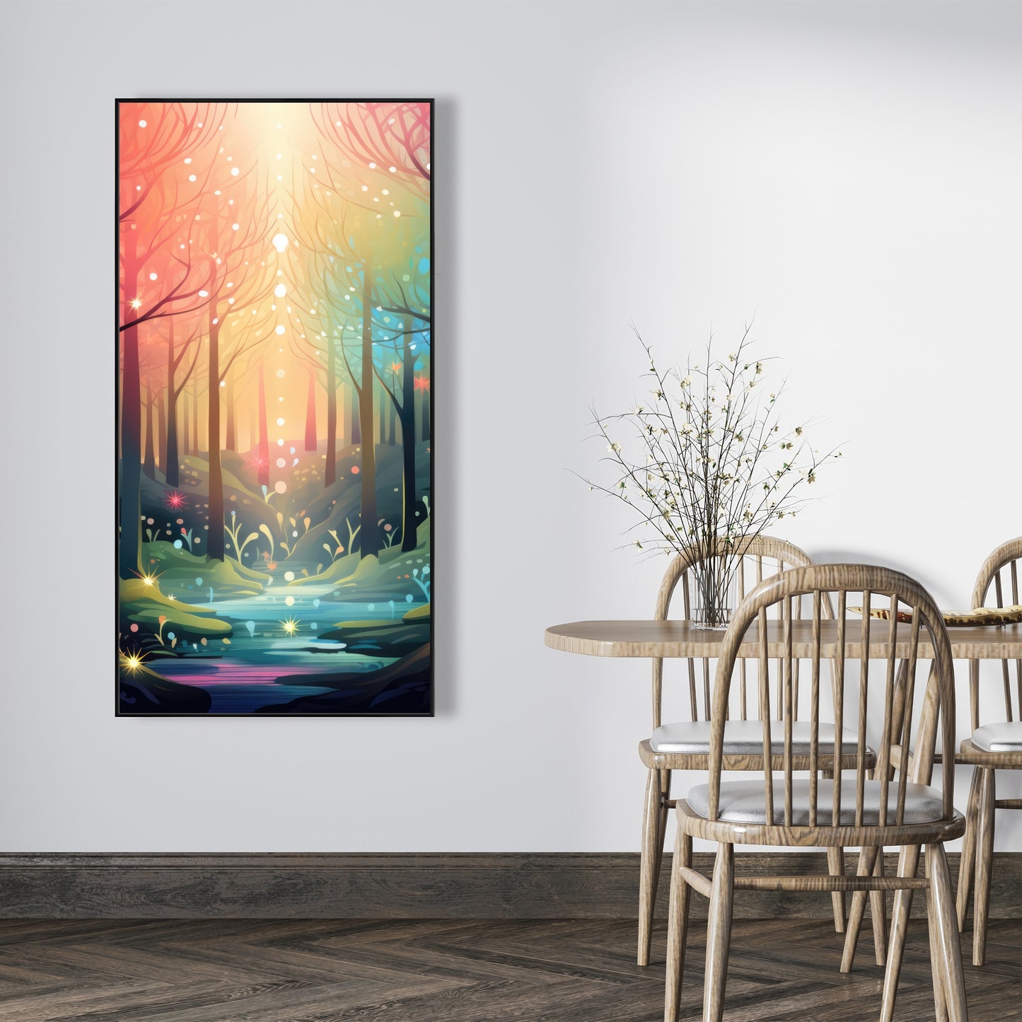 Magical forest - Turquoise Framed Canvas for Home Decor