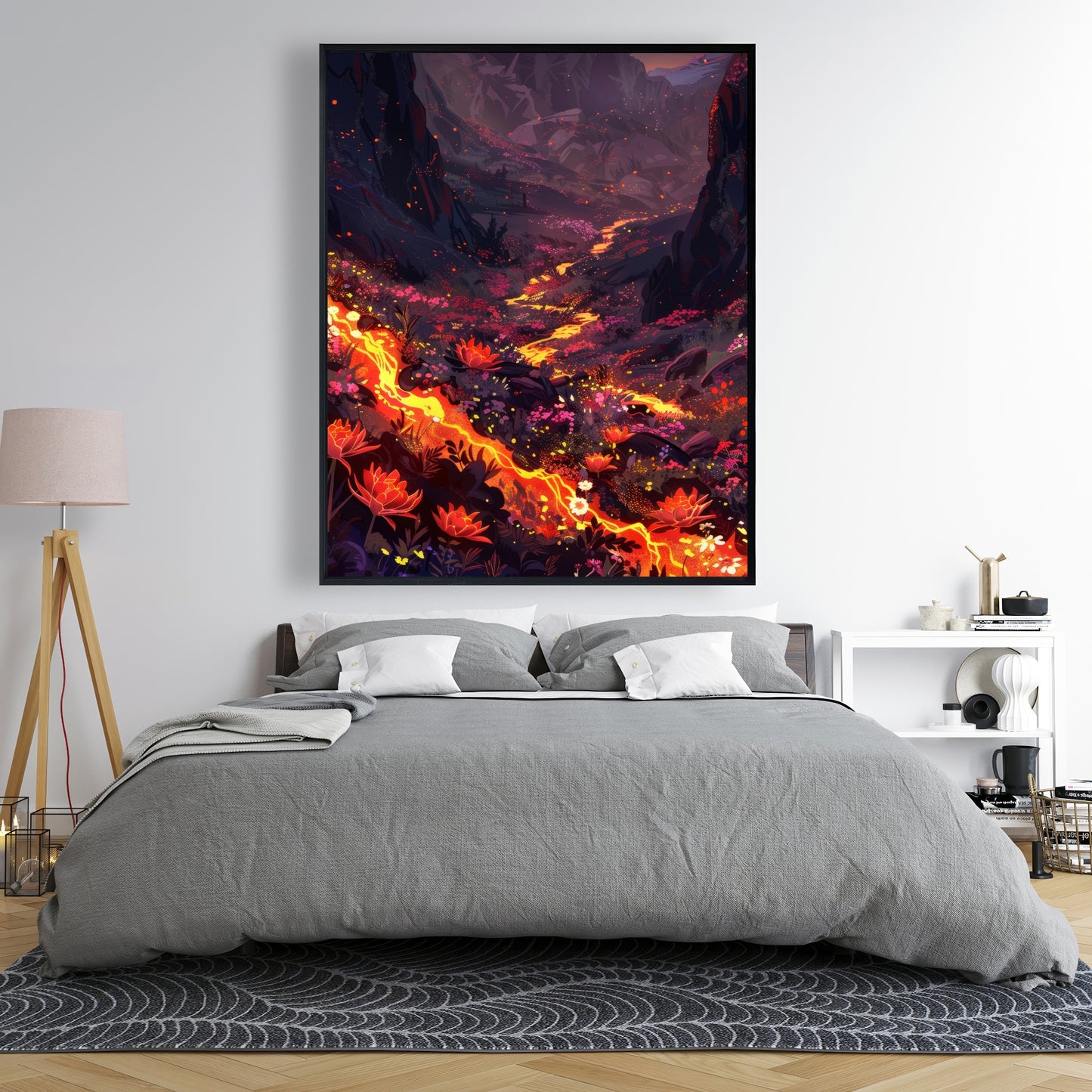 Bloom and eruption - Framed Canvas - Print on demand