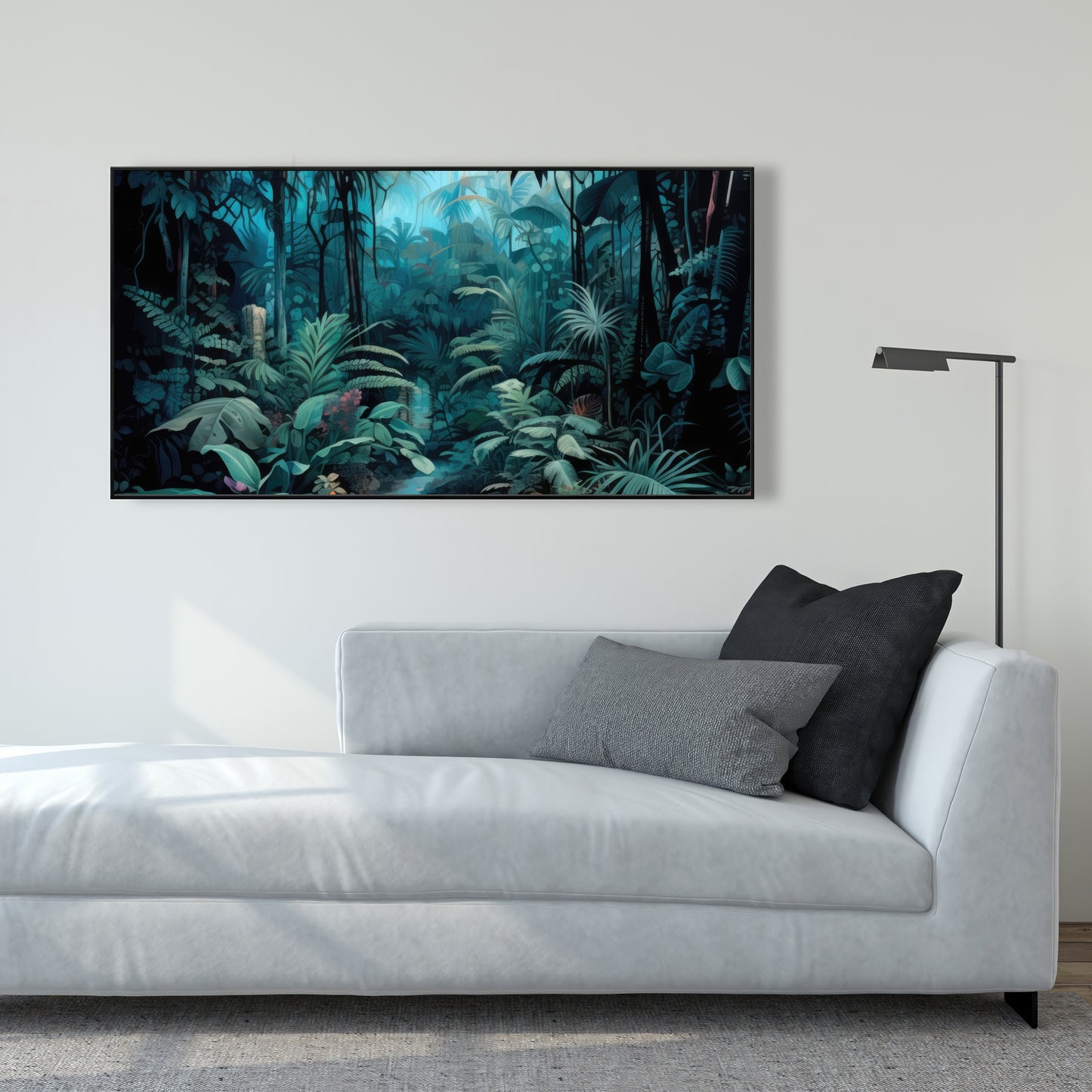 Deep in the Jungle - Blue Framed Canvas for Home Decor