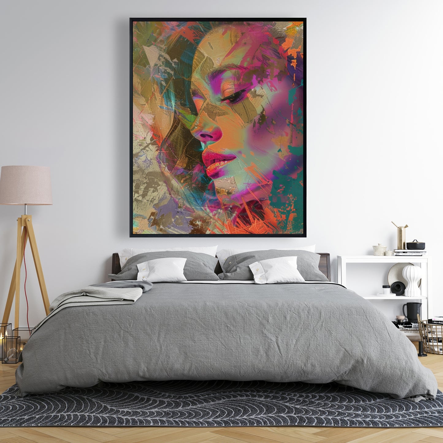 Grunge Look - Gray Framed Canvas for Stylish Home Decor