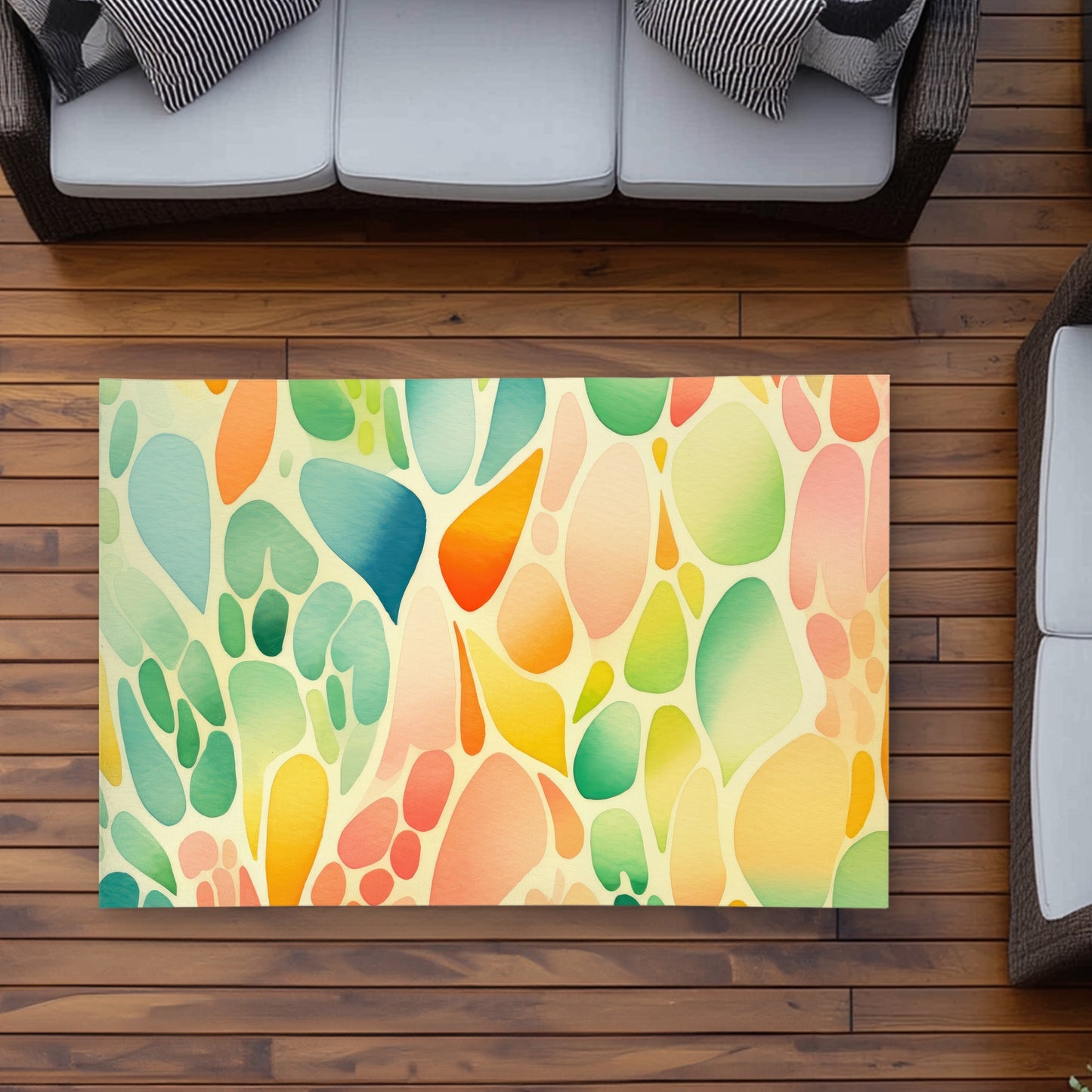 Organic Fruits Turquoise Outdoor Area Rug | Home Decor Essentials